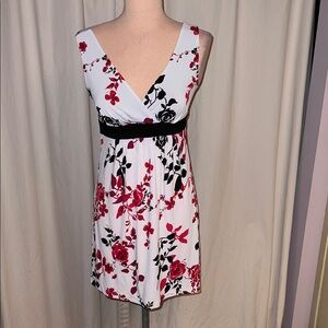 Sweet Storm Floral halter Mini Dress - Red, Black, and White